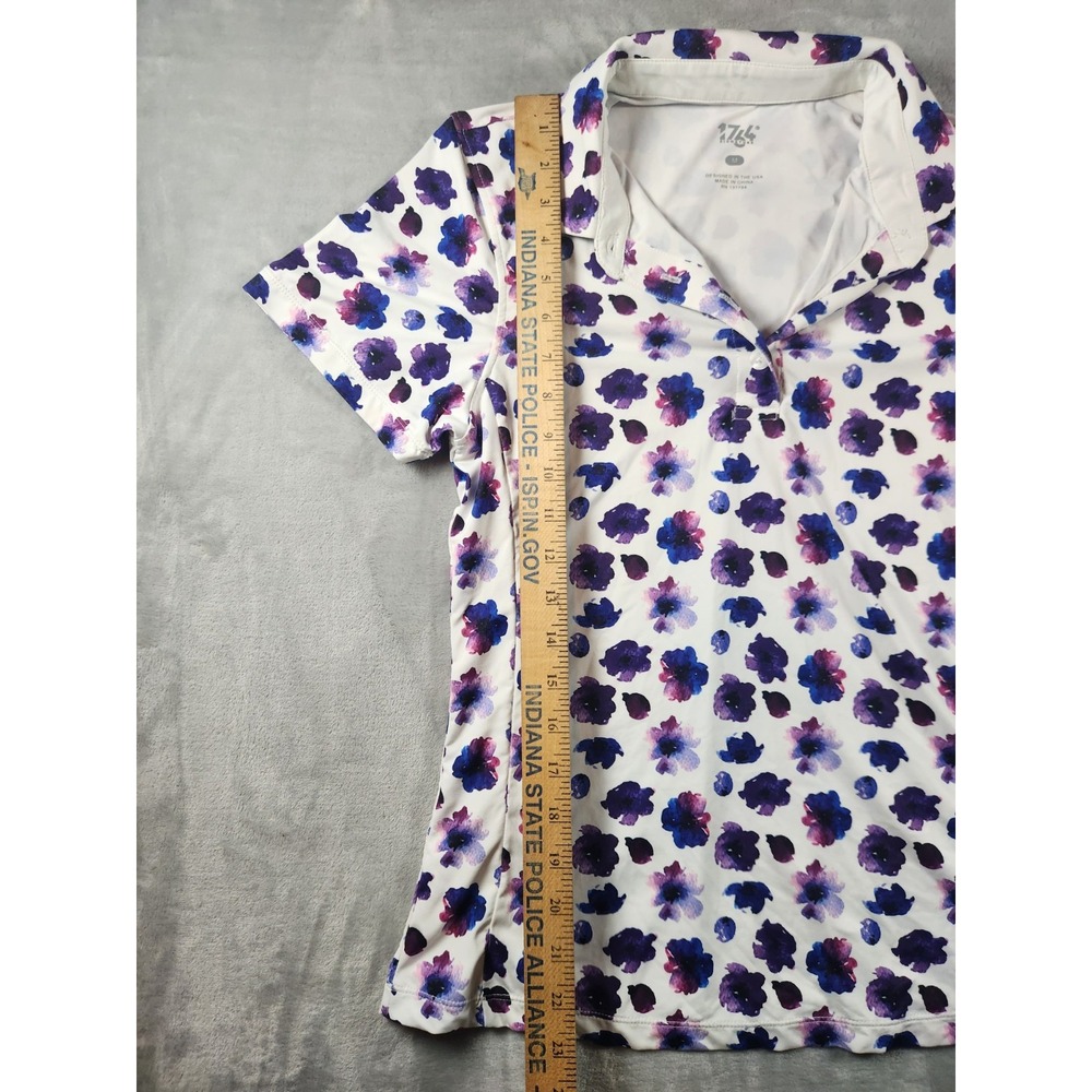 1764 Polo Shirt Womens Medium Floral Print AOP Golf Jersey Performance Stretch M - Picture 2 of 6